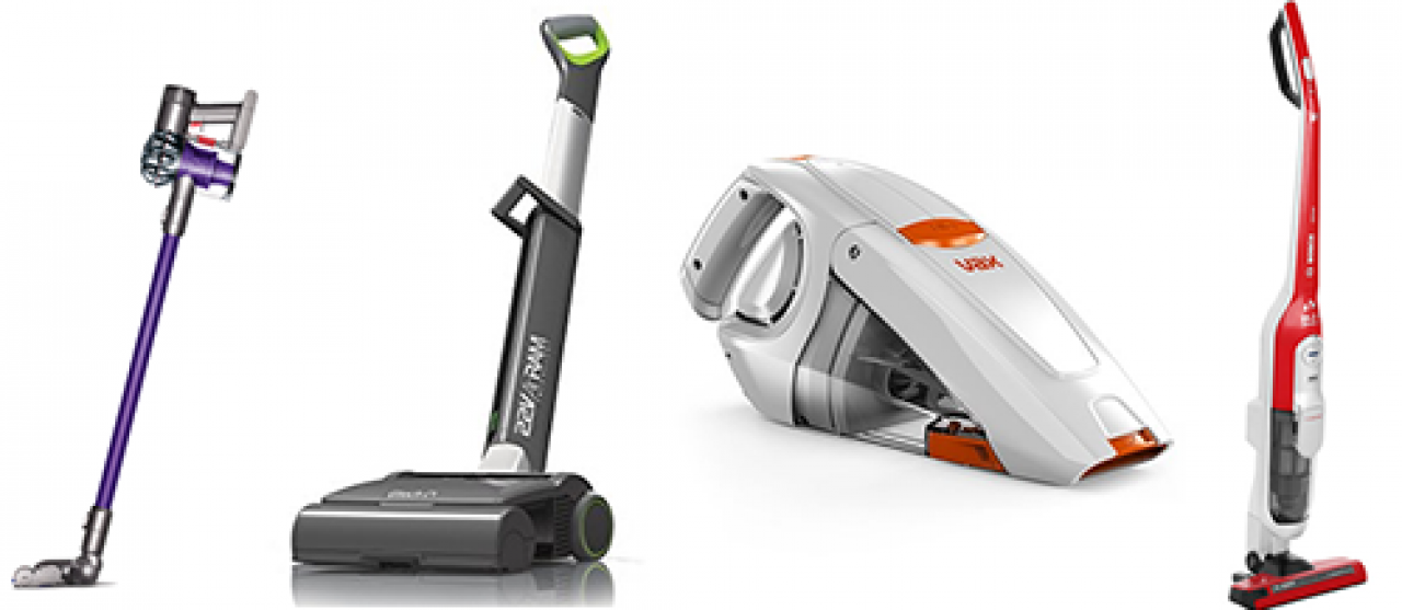 A selection of cordless vacuums.