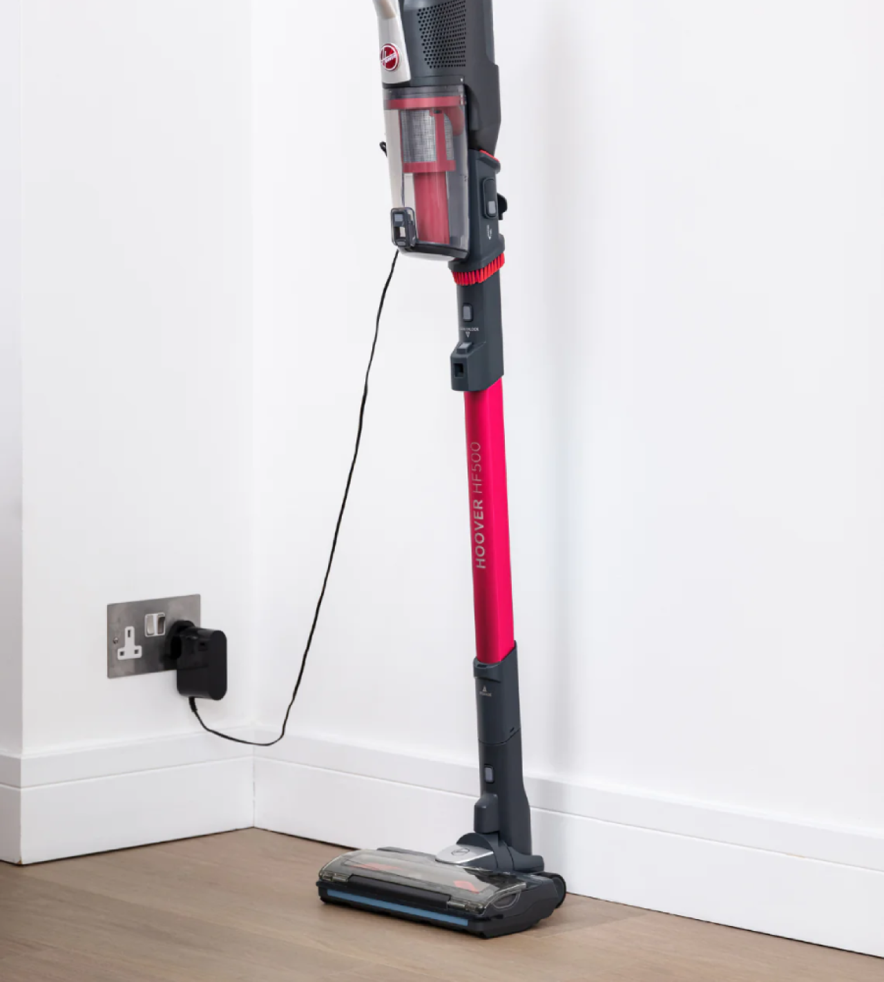 The Hoover Anti Twist Home in upright position for storage