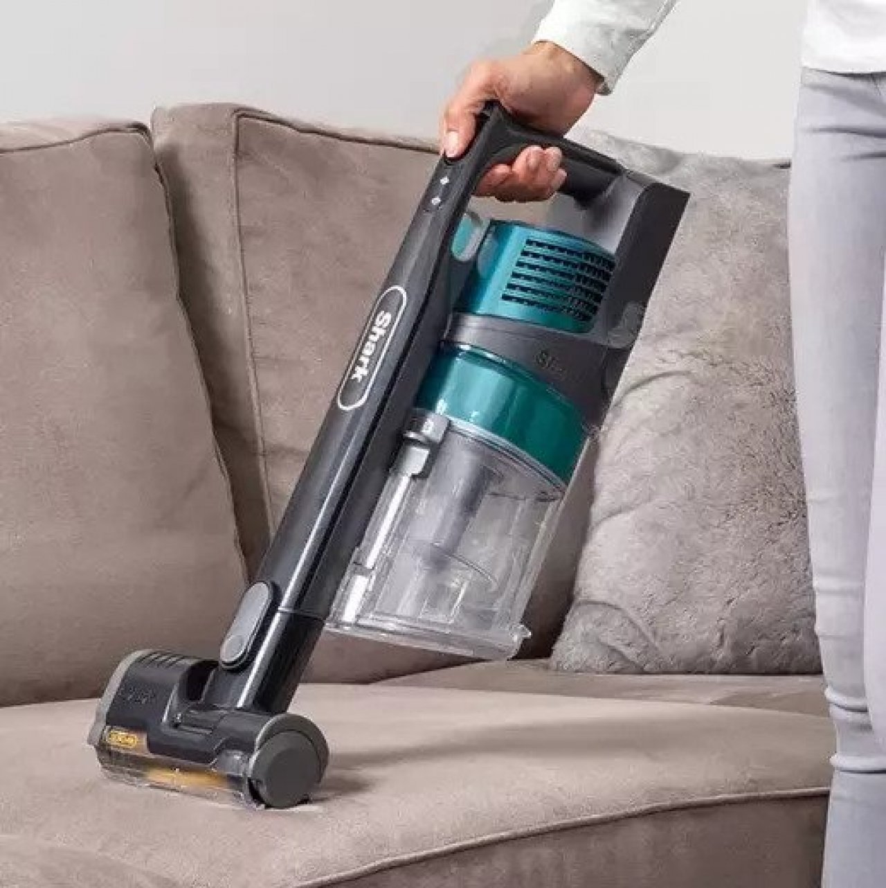 The Shark cordless vacuum can be reduced in size to make storage easy and cleaning sofas and stairs a breeze.