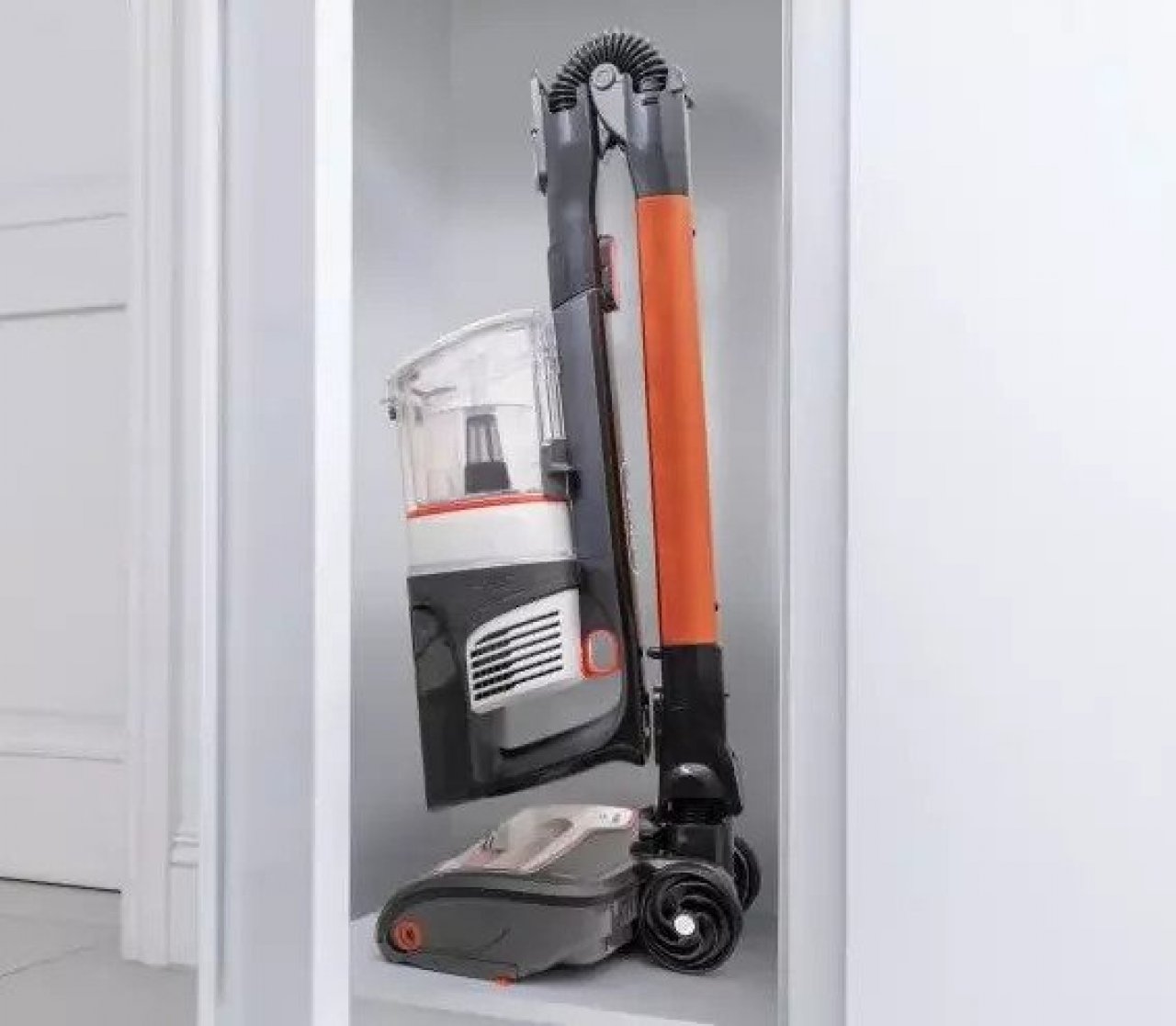 Shark's cordless vacuum can be folded in half for easy storage.